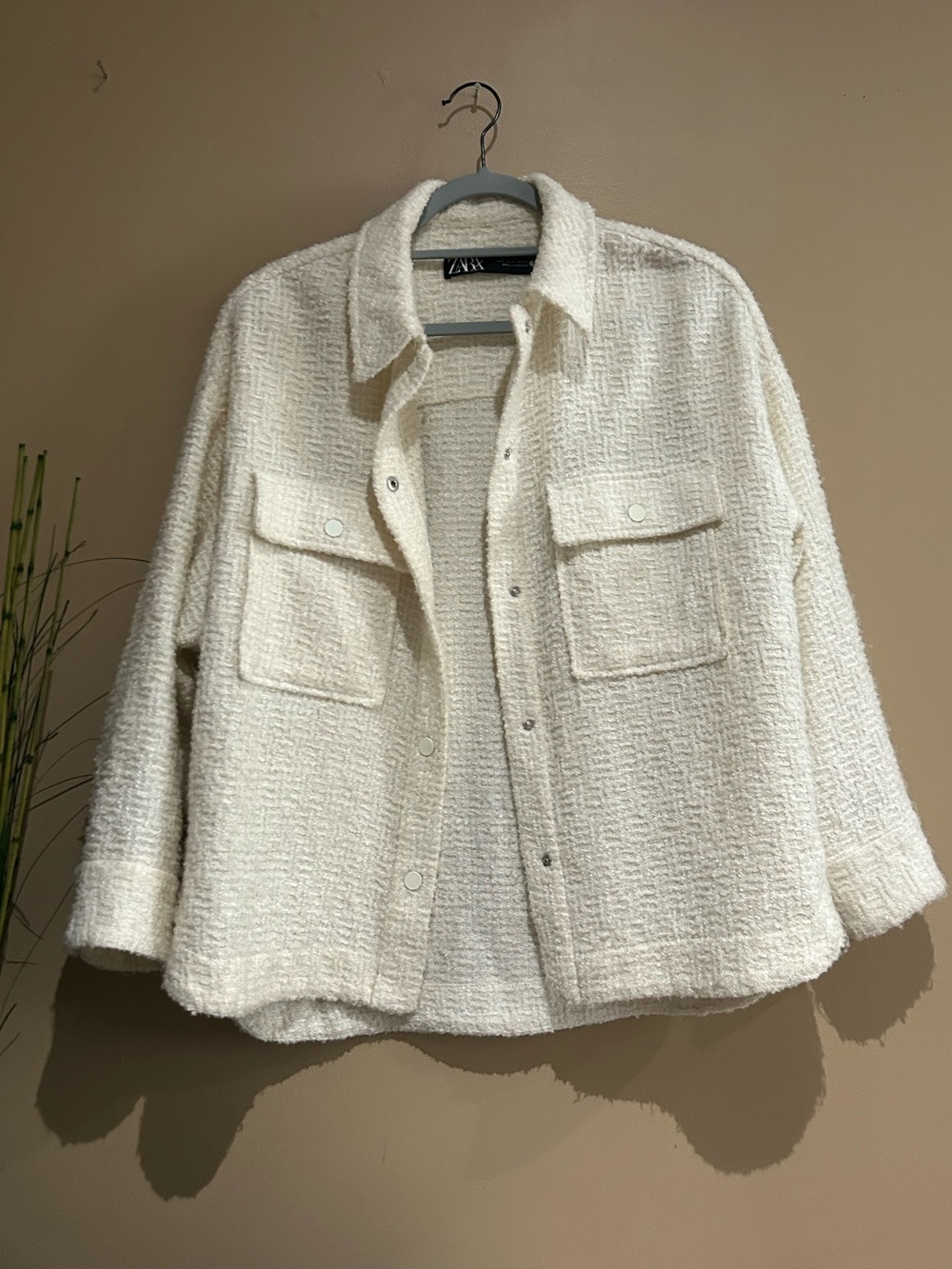 Zara Cream Textured Jacket